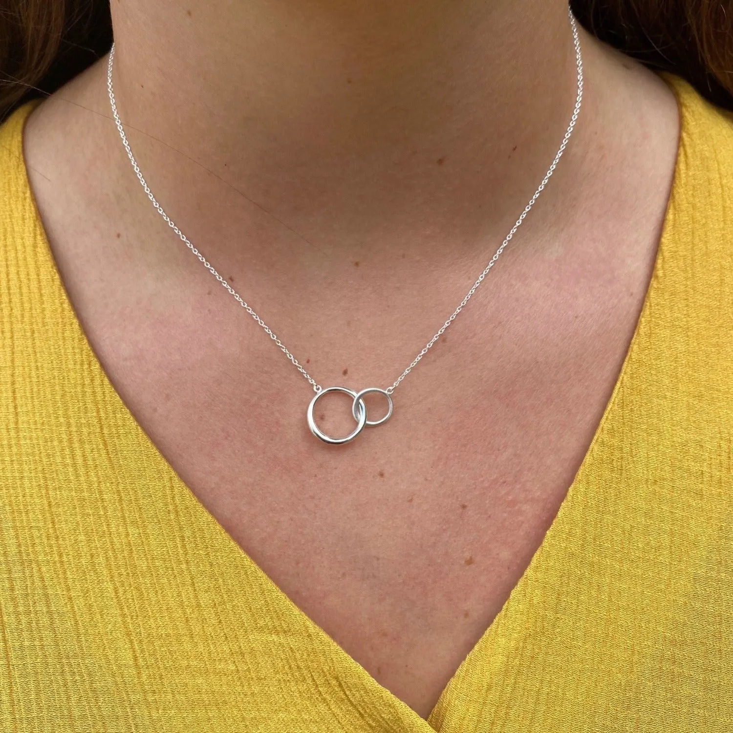 Twin Ring Sterling Silver Necklace
