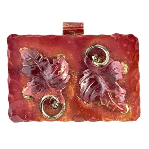 Two Copper Maple Leaves on a Plaque Pendant