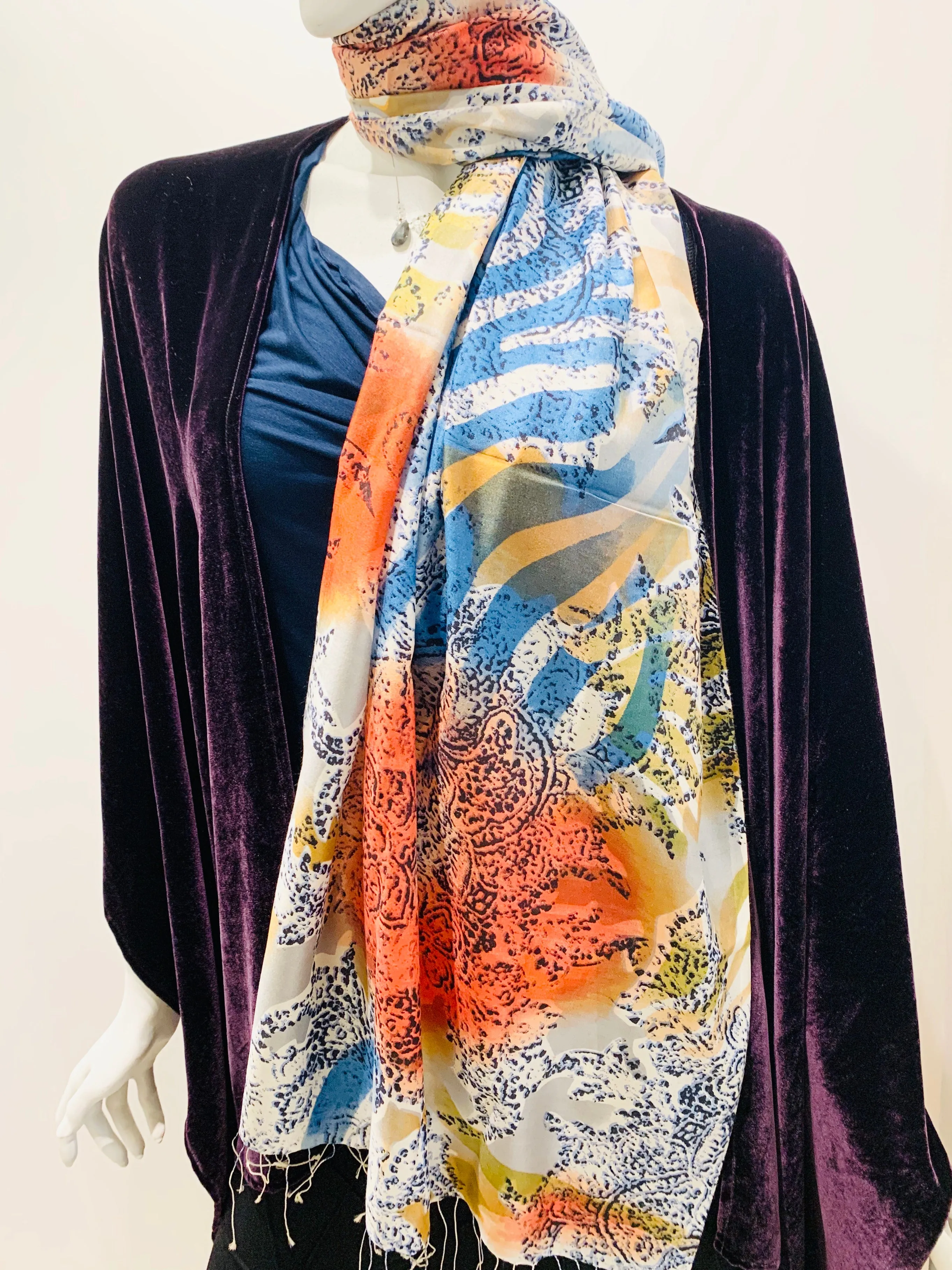 Warm Pastel Garden Silk Scarf