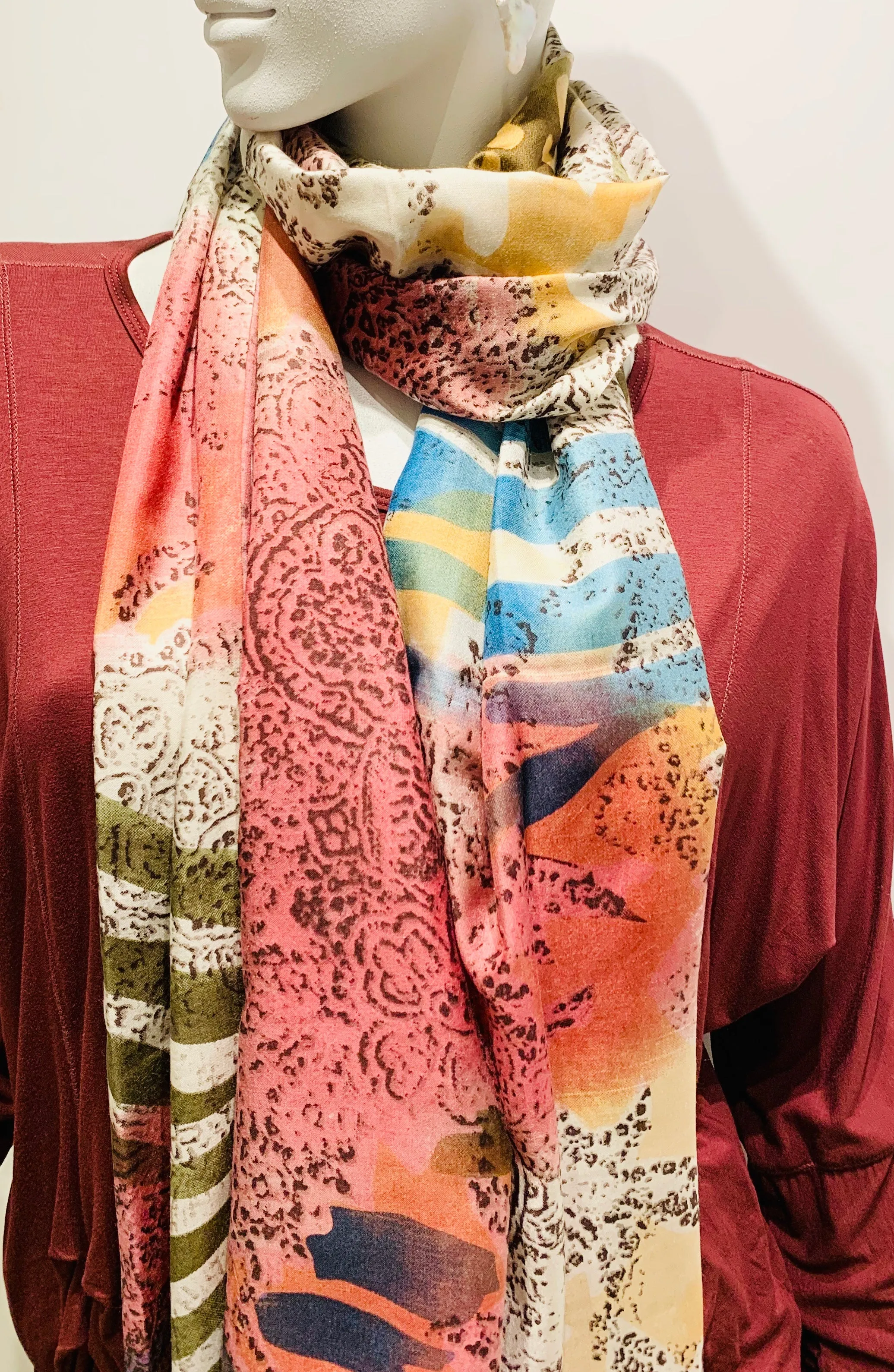 Warm Pastel Garden Silk Scarf