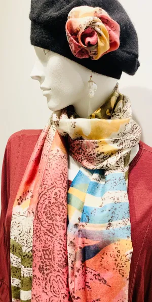 Warm Pastel Garden Silk Scarf