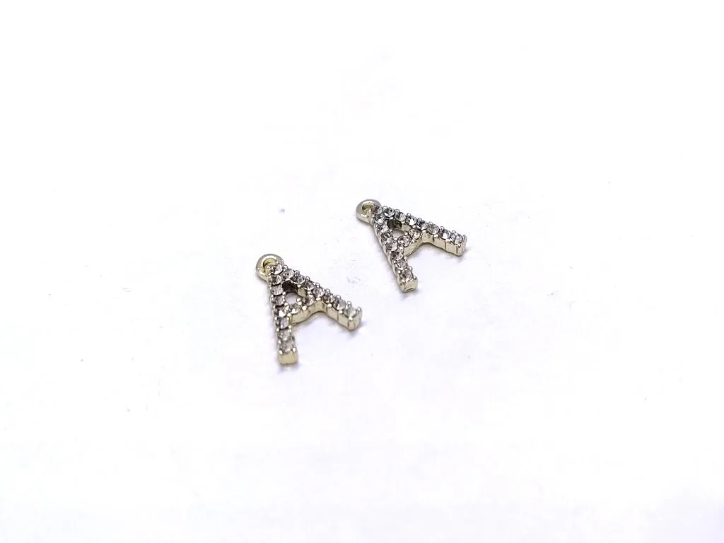 White 'A' Stone Studded Metallic Charms