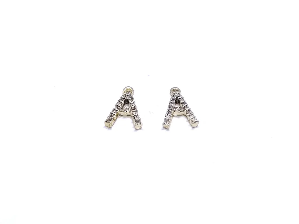 White 'A' Stone Studded Metallic Charms