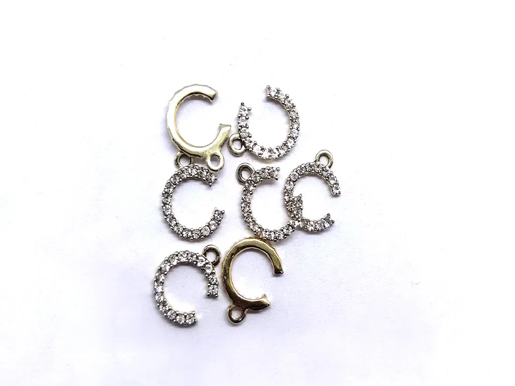 White 'C' Stone Studded Metallic Charms