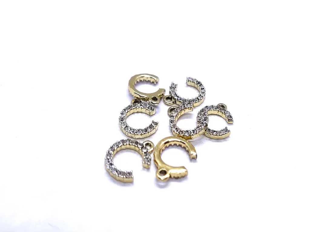 White 'C' Stone Studded Metallic Charms