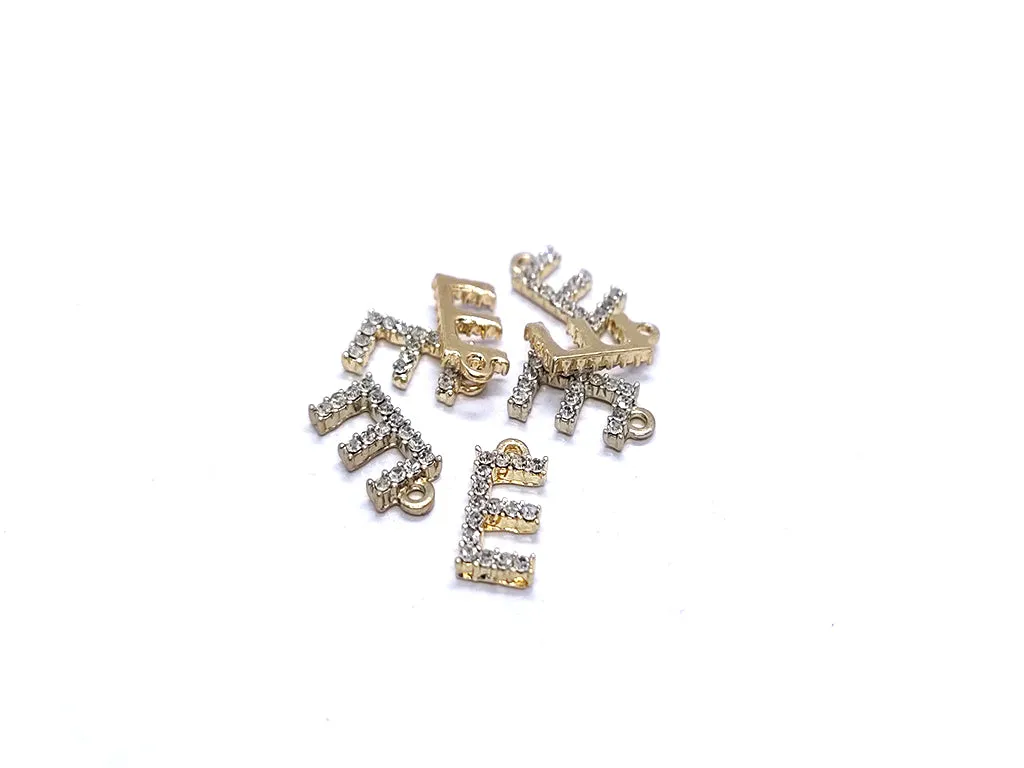 White 'E' Stone Studded Metallic Charms