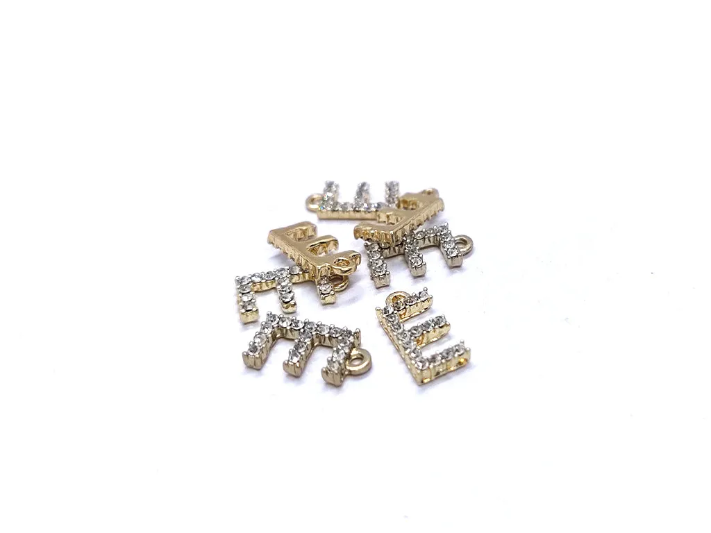 White 'E' Stone Studded Metallic Charms
