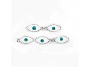 White Evil Eye Oval Metal Charms