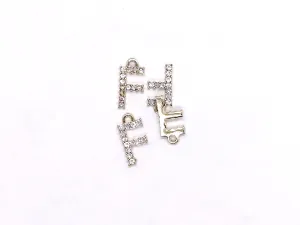 White 'F' Stone Studded Metallic Charms