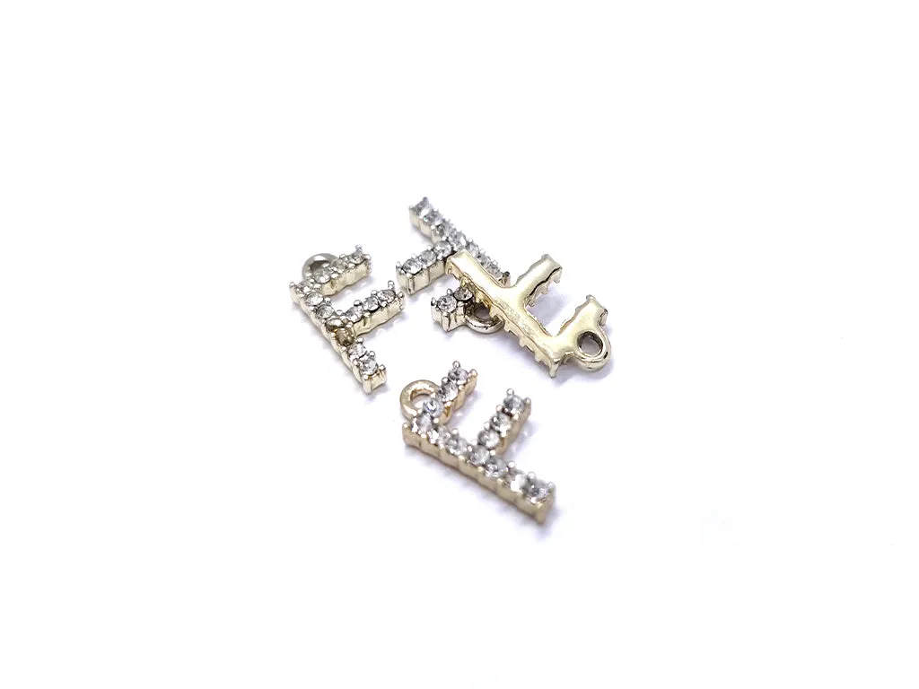 White 'F' Stone Studded Metallic Charms