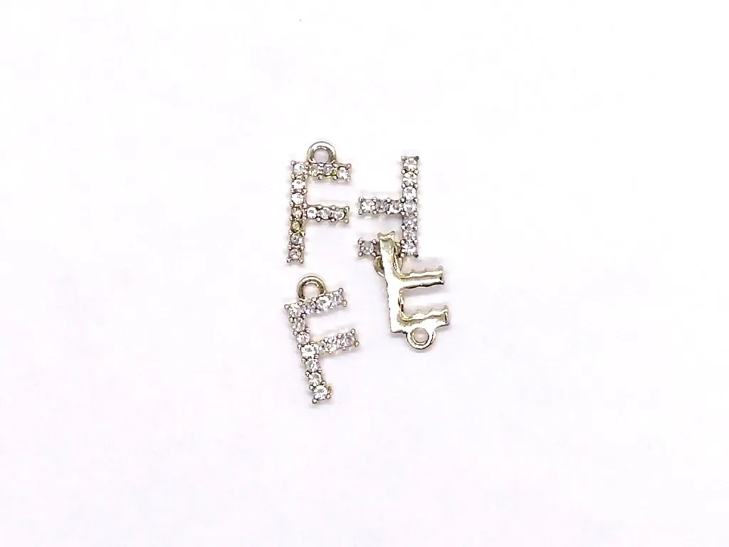 White 'F' Stone Studded Metallic Charms