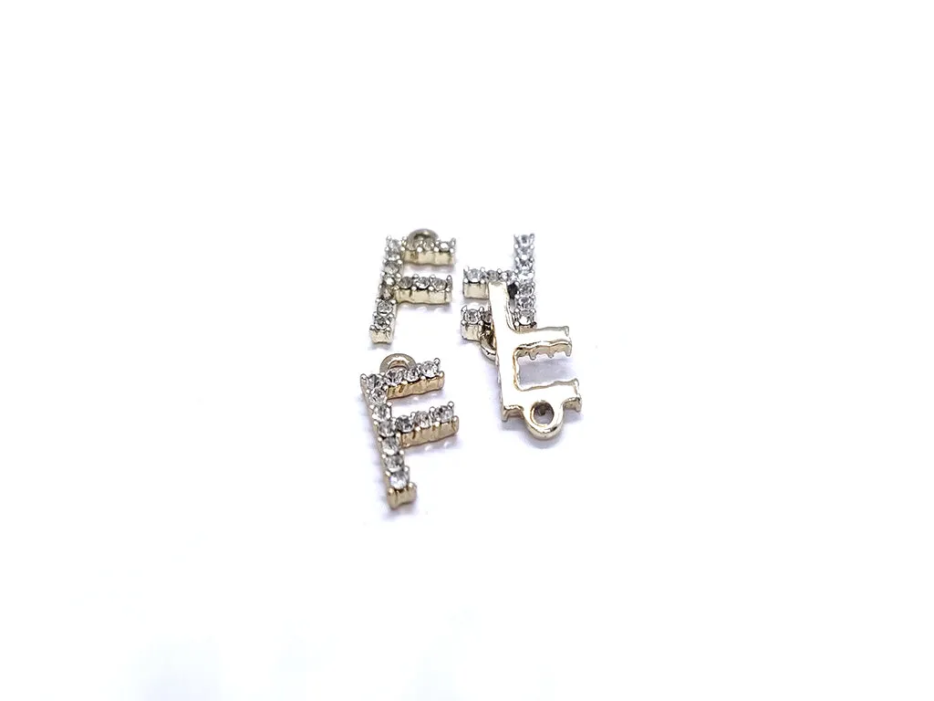 White 'F' Stone Studded Metallic Charms