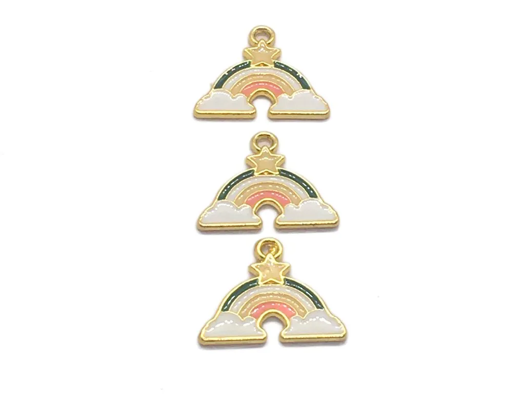 White Multicolour Rainbow Star Designer Metal Charms