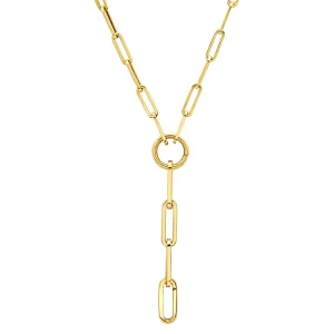 Y PAPER CLIP CHAIN W/ OPEN & CLOSE ENCHANCER & LINK 14kt GOLD