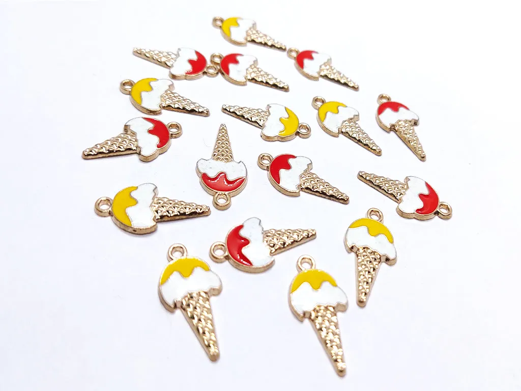 Yellow Red Ice Cream Metallic Jewelry Charms