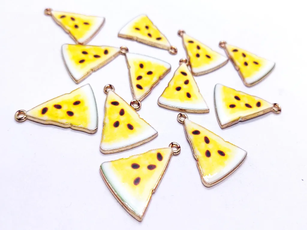 Yellow Watermelon Metallic Jewelry Charms