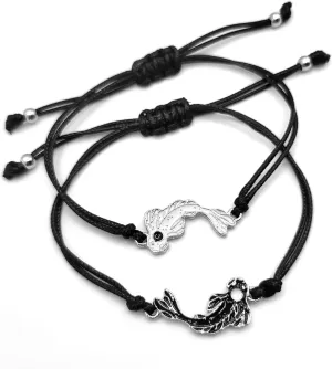 Yin Yang Matching Bracelets for Couples Tai Chi BFF Bracelet Fish Charms Cute Jewelry Girlfriend Gift Boyfriend Lover