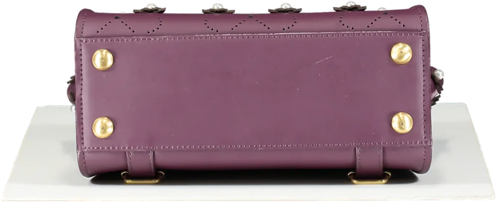 zac zac posen Purple Eartha Floral-appliqu Leather Tote Bag One Size