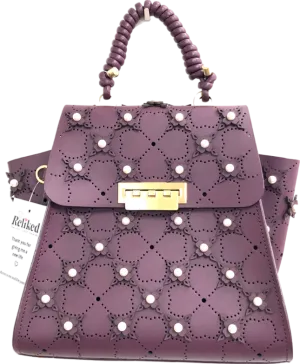 zac zac posen Purple Eartha Floral-appliqu Leather Tote Bag One Size